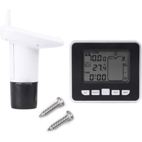 Ultraschall-Wasserstandssensor mit Sonde für Brunnen – Tanktiefensensor mit Temperaturanzeige und 3,3-Zoll-LED-Bildschirm