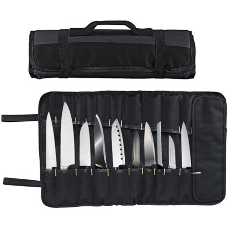 Professionelle Kochmessertasche – Messertasche für bis zu 22 Messer, Schwarz