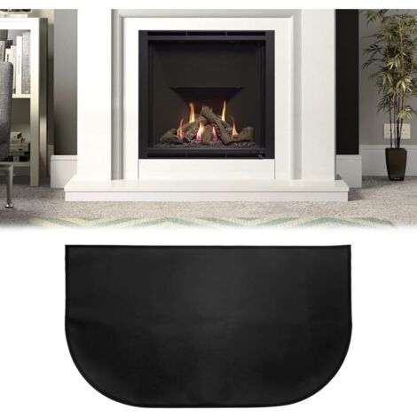 Kaminmatte, Feuerschutzmatte, feuerfeste Kaminmatte, feuerfeste Kaminmatte, halbrund für Kamin, Ofen, Grill, Schwarz (102 x 50)