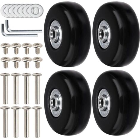 Set mit 4 Ersatz-Kofferrollen. 50 mm Schwenkrollen aus Gummi, leise und robust. (1/5)