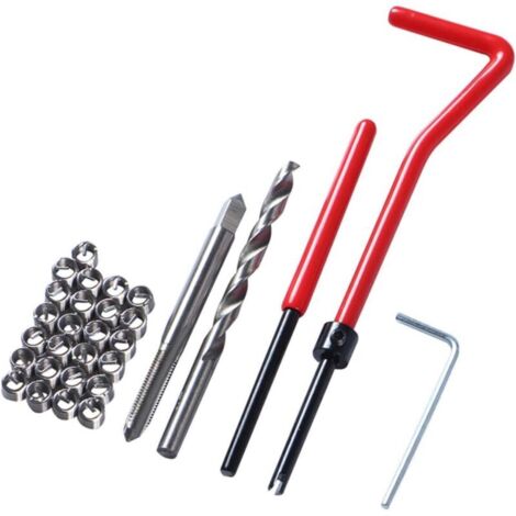 Set mit 30 roten Gewindereparaturwerkzeugen aus Edelstahl, M8-Gewindebohrer mit Gewindeeinsatz, geeignet für Automobile, Laoa (1/5)