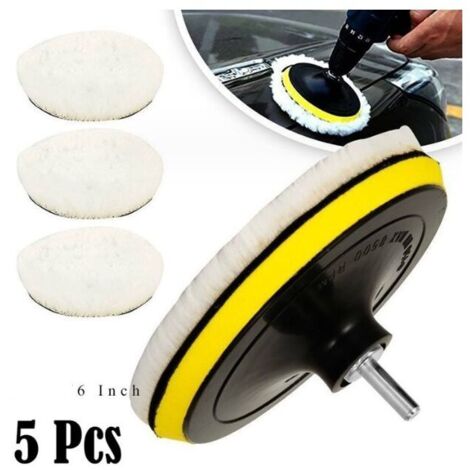 SHINING HOUSE Stück 150 mm Woll-Polierpad, Polierscheibe, Polierschwamm-Pads, Auto-Polierset für mit M14-Bohrer zum Autopolieren, Schleifen, Wachsen