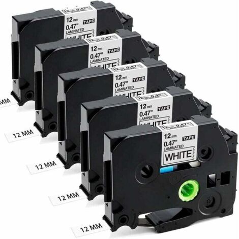 GABRIELLE Kassettenband, kompatibel mit Brother Ptouch 1000, TZe-231, TZe231, 12 mm, 0,47 mm, Schwarz auf Weiß, Nachfüllung für Brother P touch 1000 PT-H107 H200 H100LB H110 1005 1280 1010 D210VP (5 S (1/4)