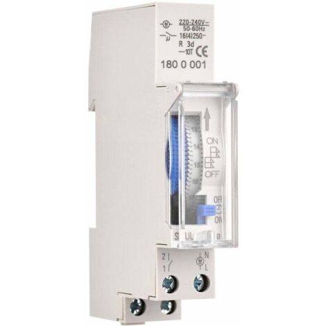 Mechanischer 24-Stunden-Timer, Mindestzeit 15 Minuten, Schienenmontage, integrierter Akku, SUL180a AC220–240V, grau (1/5)