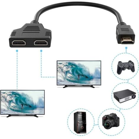 HDMI 1 Stecker auf zwei HDMI 2 Buchsen Splitterkabel-Adapterkonverter für DVD/HDTV/LCD-Monitore und Projektoren (1/5)