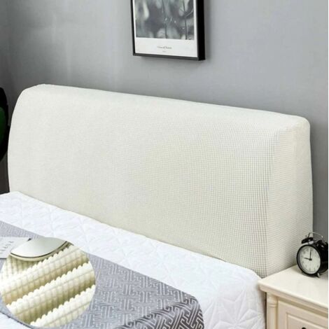 Weißer Stretch-Kopfteilbezug, Kopfteilbezug, elastischer Schutz, All-Inclusive-Design für Schlafzimmerdekoration, Weiß, 150 cm (59"-67" Kopfteil)