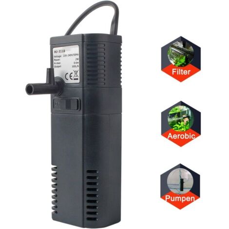 Aquariumfilter-Innenfilterpumpe mit Sprühlanze für 300-Liter-Aquarien (300 l/h, 2 W)