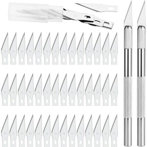 Präzisionsschneider mit 2 Skalpellen und 42 Klingen – Manganstahl – 37 x 6 mm Klinge für detaillierte Schnitte – Für Kunst und Bildhauerei (1/5)