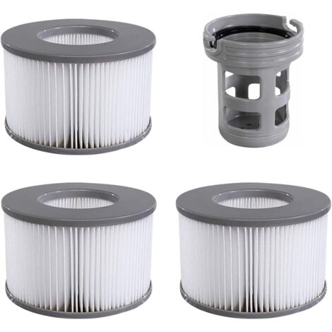 Filterkartuschen für Mspa, Ersatzfilter für aufblasbare Whirlpool-Pools, Filter für Badewannen (3 Filter + Filterhalter)