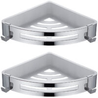 Dreieckiges, zweiteiliges Eckduschregal, bohrfreie Duschablage, rostfreier Duschkorb, Badezimmeraccessoire, Seifen- und Shampoohalter
