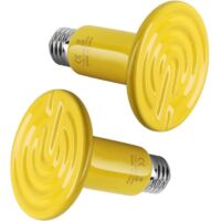 Keramik-Wärmelampe für Reptilien, lichtlos, Terrarienheizung, für Amphibien, Schlangen, Schildkröten, Hühnerbrüterei, 150 W, 2er-Pack, Gelb
