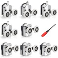 Set mit 8 Duschkabinenrollen, oben und unten, 23 mm (4 oben und 4 unten) (23 mm - 8 Stück) (doppelt 23 mm - 8 Stück)