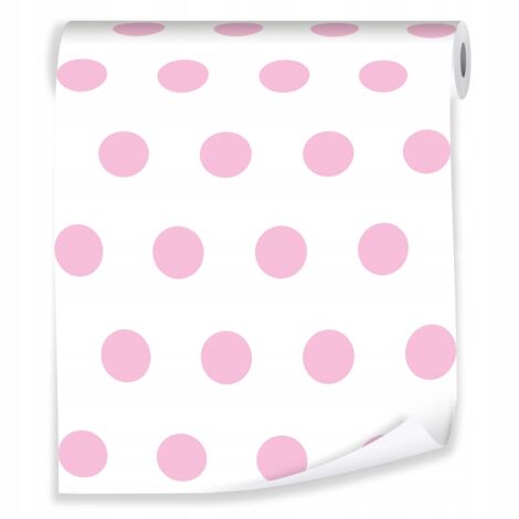 Papier peint pour enfants à pois roses pour décorer les murs d'une chambre d'enfant – rouleau 0,5 x 10 m, papier peint intissé écologique Wallarena