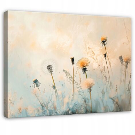 Peinture champ beige fleurs pour chambre salon cuisine sur toile 40x30