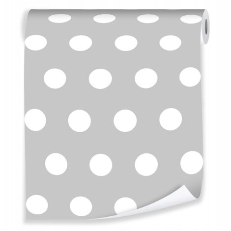 Papier peint gris à pois pour décorer les murs d'une chambre d'enfant ou d'un salon – rouleau 0,5 x 10 m, papier peint intissé écologique Wallarena