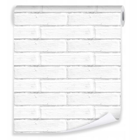 Papier peint brique blanche 3D effet mur déco murale loft – rouleau 0,5 x 10 m intissé Wallarena