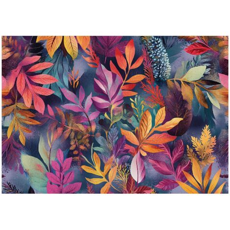Papier peint feuilles colorées de plantes grimpantes, décoration murale pour salon – 200 x 140 cm papier peint intissé Wallarena (1/4)