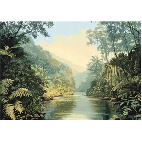 Papier peint avec motif jungle verte – 300 x 210 cm papier peint intissé Wallarena