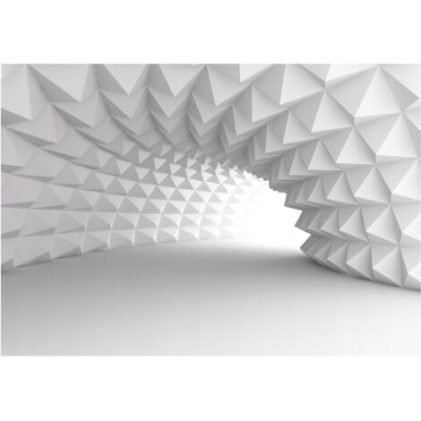 Papier peint 3D tunnel optique blanc décoration murale – 250 x 175 cm Wallarena