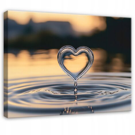Peinture abstraite coeur eau pour chambre salon cuisine sur toile 40x30 (1/3)