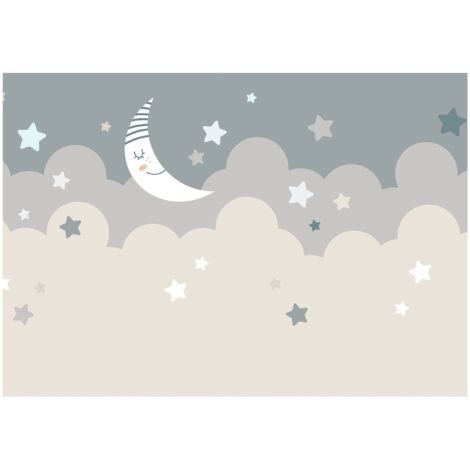 Papier peint pour enfants avec lune et étoiles, décoration murale – 150 x 105 cm Wallarena (1/4)