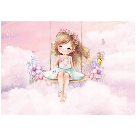 Papier peint panoramique ballerine rose, décoration murale pour chambre de fille – 200 x 140 cm Wallarena