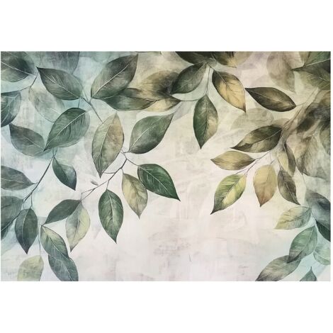 Murale feuilles suspendues vertes chambre coucher salon Papier peint molleton 350x250 (1/3)