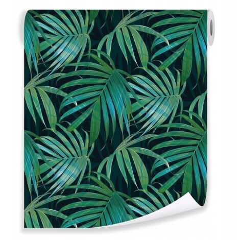 Papier peint feuilles tropicales vertes 3D déco murale jungle salon chambre – rouleau 0,5 x 10 m intissé Wallarena