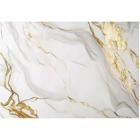 Papier peint mural marbre blanc or intissé grand format design intérieur salon chambre pas cher 350x250 cm