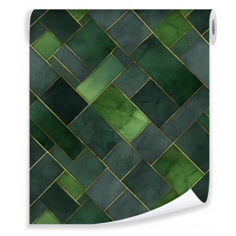 Papier peint abstraction verte sur mur molletonné Papier peint salon chambre coucher (1/3)