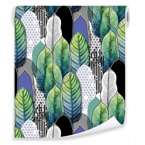 Papier peint feuilles décoratif écologique déco murale salon chambre – rouleau 0,5 x 10 m intissé Wallarena