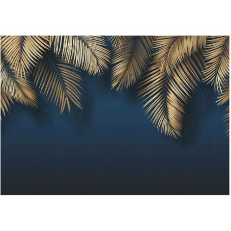 Papier peint mural feuilles suspendues glamour intissé grand format design intérieur salon chambre pas cher 300x210 cm