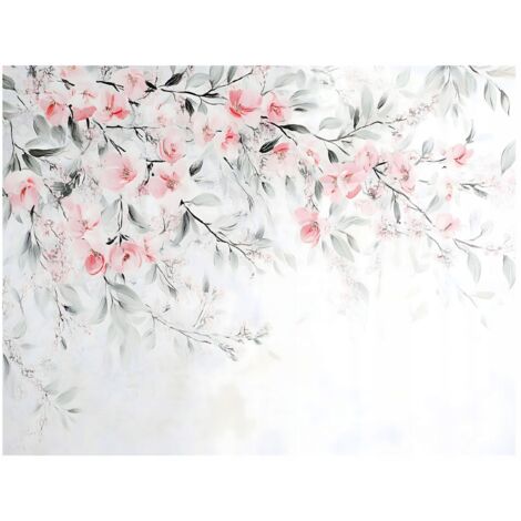 Papier peint avec motif de fleurs de cerisier, décoration murale pour chambre à coucher et salon – 150 x 105 cm Wallarena