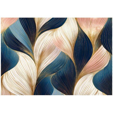 Papier peint mural art déco abstrait doré intissé grand format design intérieur salon chambre pas cher 150x105 cm