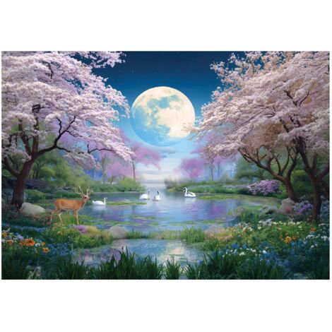 Papier peint mural lac forêt paysage nature intissé grand format design intérieur salon chambre pas cher 150x105 cm
