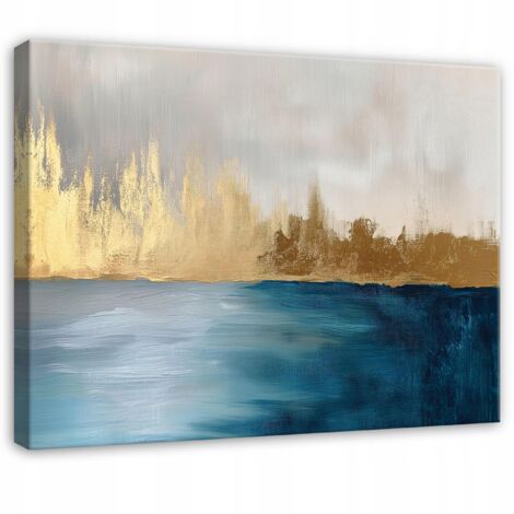Peinture abstraite or gris loft pour chambre salon sur toile 40x30 (1/3)