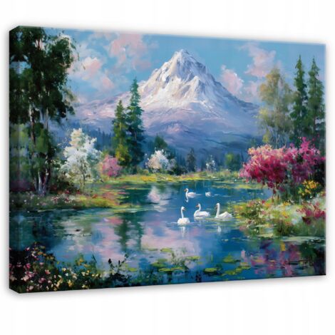 Peinture montagnes paysage nature fort pour chambre salon sur toile 60x40