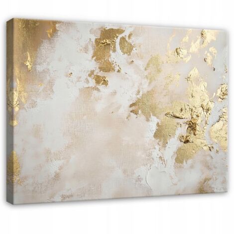 Peinture pour salon chambre cuisine sur toile Murale abstraite or 100x70