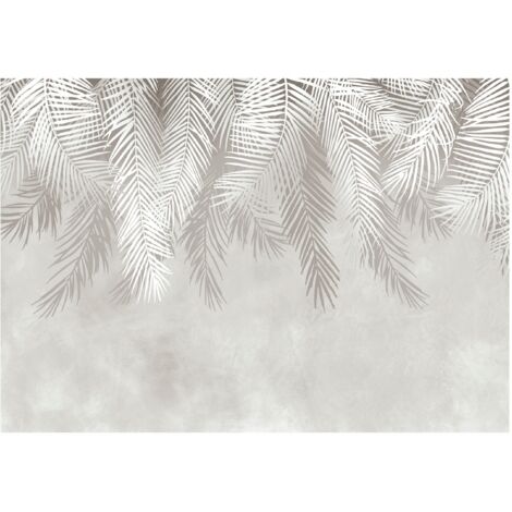 Papier peint panoramique feuilles de palmier et plumes décoratives imprimées – 300 x 210 cm Wallarena