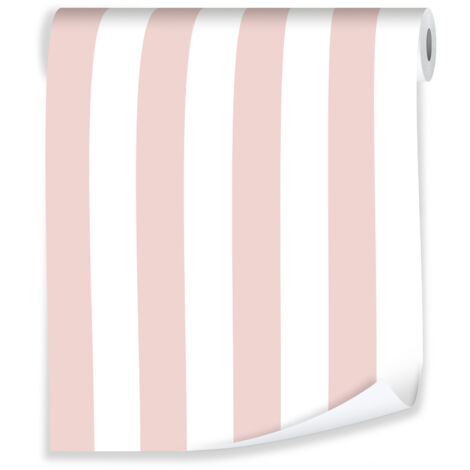 Papier peint à rayures roses pour décorer les murs d'une chambre d'enfant – rouleau 0,5 x 10 m, papier peint intissé écologique Wallarena