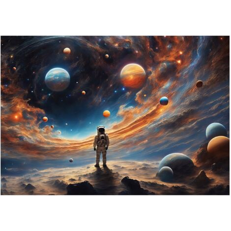Papier peint avec astronaute et galaxie pour enfants, décoration murale espace – 150 x 105 cm Wallarena