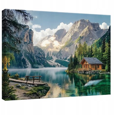 Peinture Murale sur toile montagnes vue nature pour chambre salon cuisine 120x80