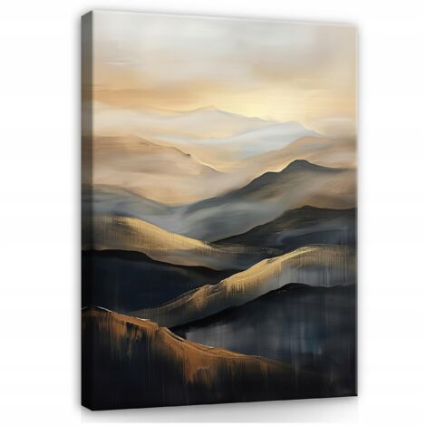 Peinture abstraite or noir sur toile Murale pour chambre salon 60x40 (1/3)