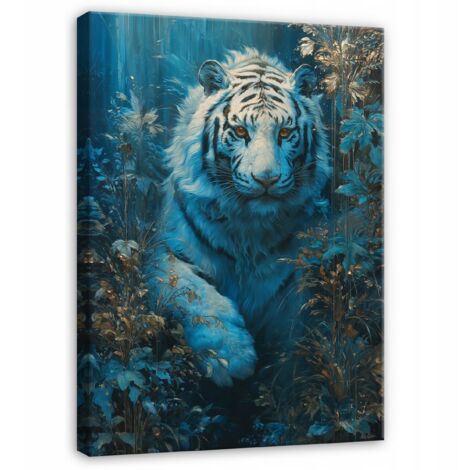 Tableau mural sur toile Tigre blanc, art mural animalier pour chambre, salon et cuisine, impression haute definition, 40 x 30 cm (1/3)