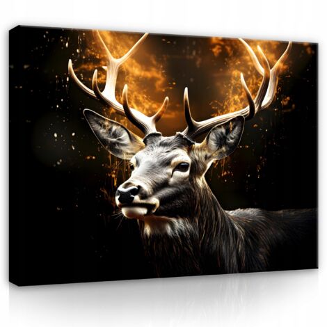 tableau cerf abstrait grand xxl moderne 100x70