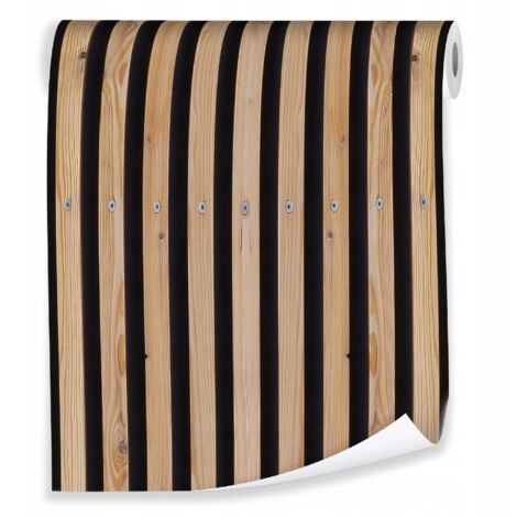 Papier peint bois lames 3D imitation lamelles déco murale loft – rouleau 0,5 x 10 m intissé Wallarena