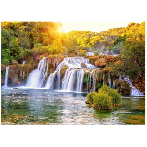 Papier peint panoramique cascade 3D multicolore décoration murale – 150 x 105 cm Wallarena