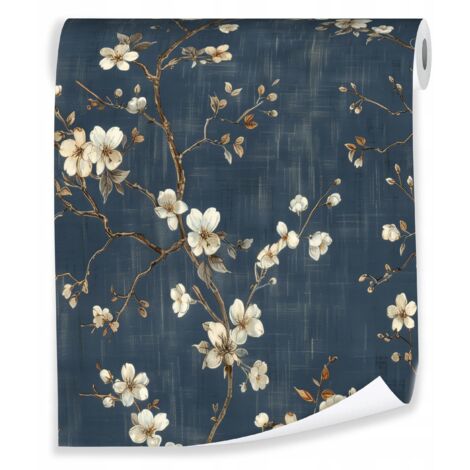 Papier peint avec motif de branches d'arbres pour la décoration des murs du salon – rouleau 0,5 x 10 m, intissé Wallarena