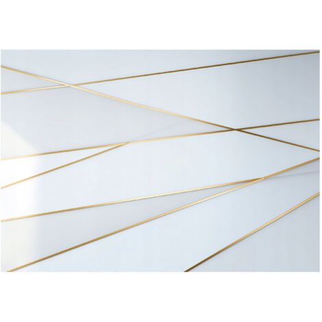 Papier peint mural abstraction blanc or intissé grand format design intérieur salon chambre pas cher 150x105 cm