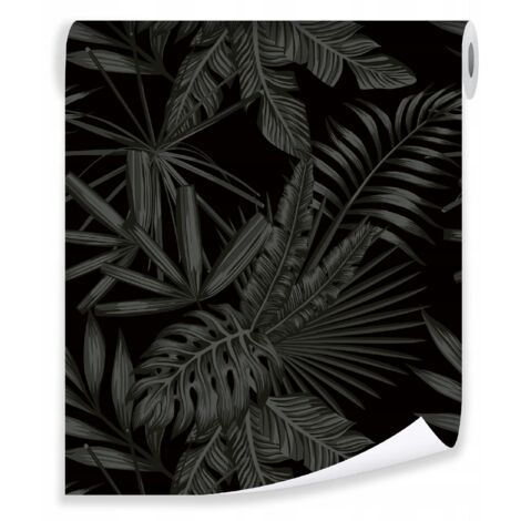 Papier peint feuilles noires style glamour déco murale salon chambre – rouleau 0,5 x 10 m intissé Wallarena